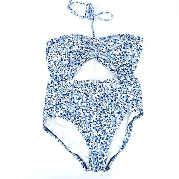 MICHAEL Michael Kors One Piece Swimsuit Monokini Size 10 Blue Tan Floral Ditzy - Picture 8 of 8